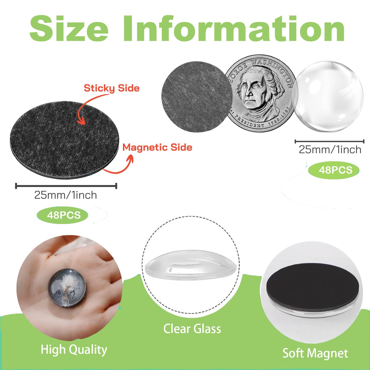 101pcs DIY Fridge Magnets Craft Set Include 1-Inch Paper Punch,Craft Magnets Glass Ceramic Ferrite Magnet with Adhesive Backing and Clear Glass Cabochons for Refrigerator(Round,50 Sets,1 Inch)