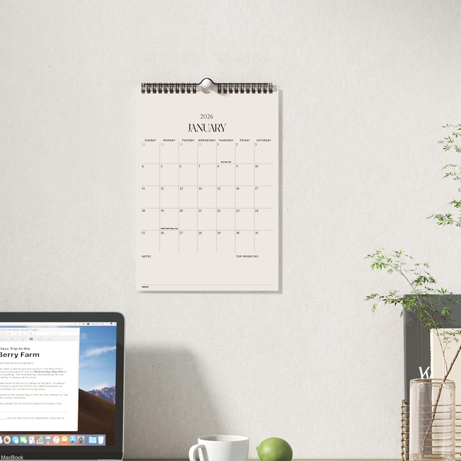 Jotsome Wall Calendar 2026-2027 11 x 8.5 Inch Monthly Calendar from Now to June 2027 Vertical Spiral Hanging Calendar with Thick Paper for Office Family School Planning Organizing