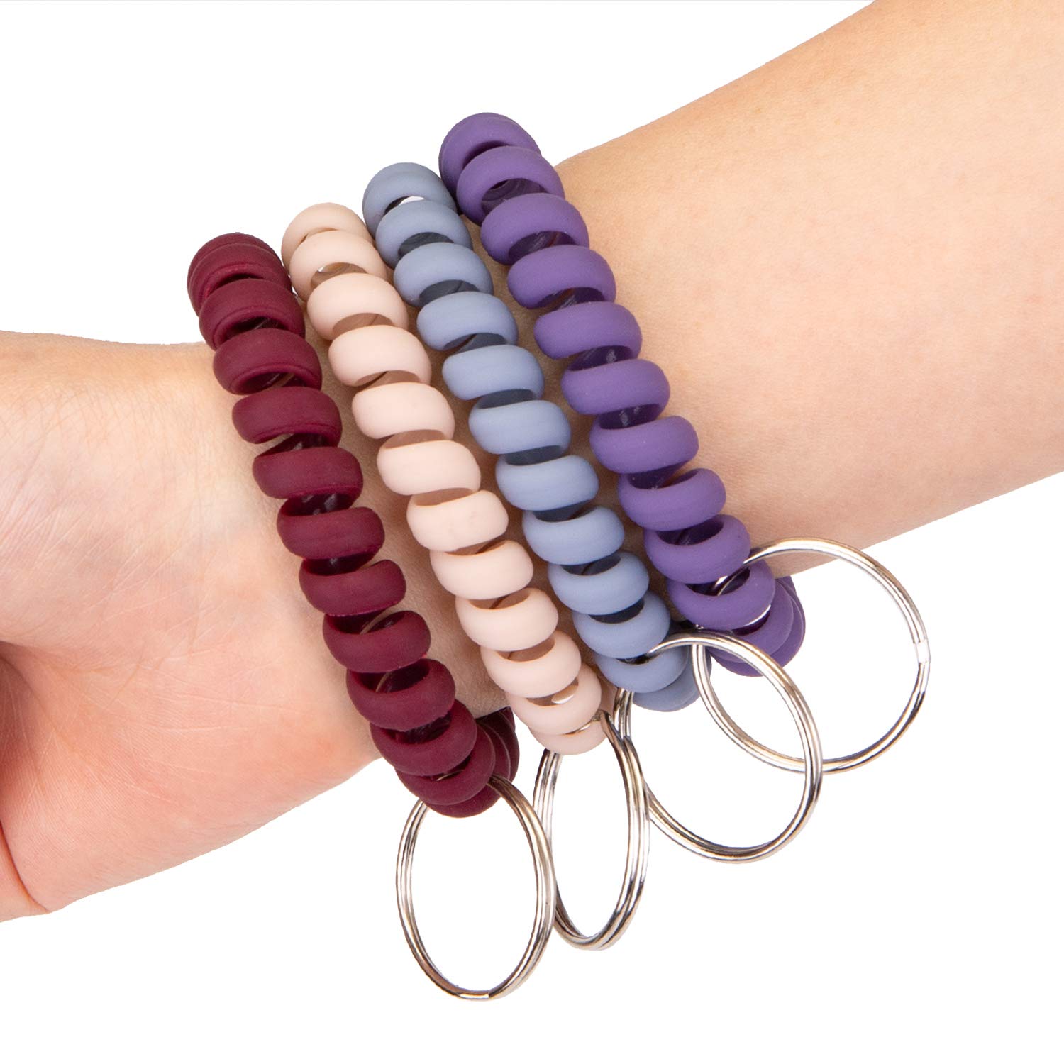 Hedume 30 Pack Wrist Coil, 10-Colors Plastic Wristband, Elastic Stretchable Spiral Bracelet, Key Ring Key Chain for Gym, Pool, ID Badge, Outdoor Sports, Office, Workshop, Shopping Mall, Sauna
