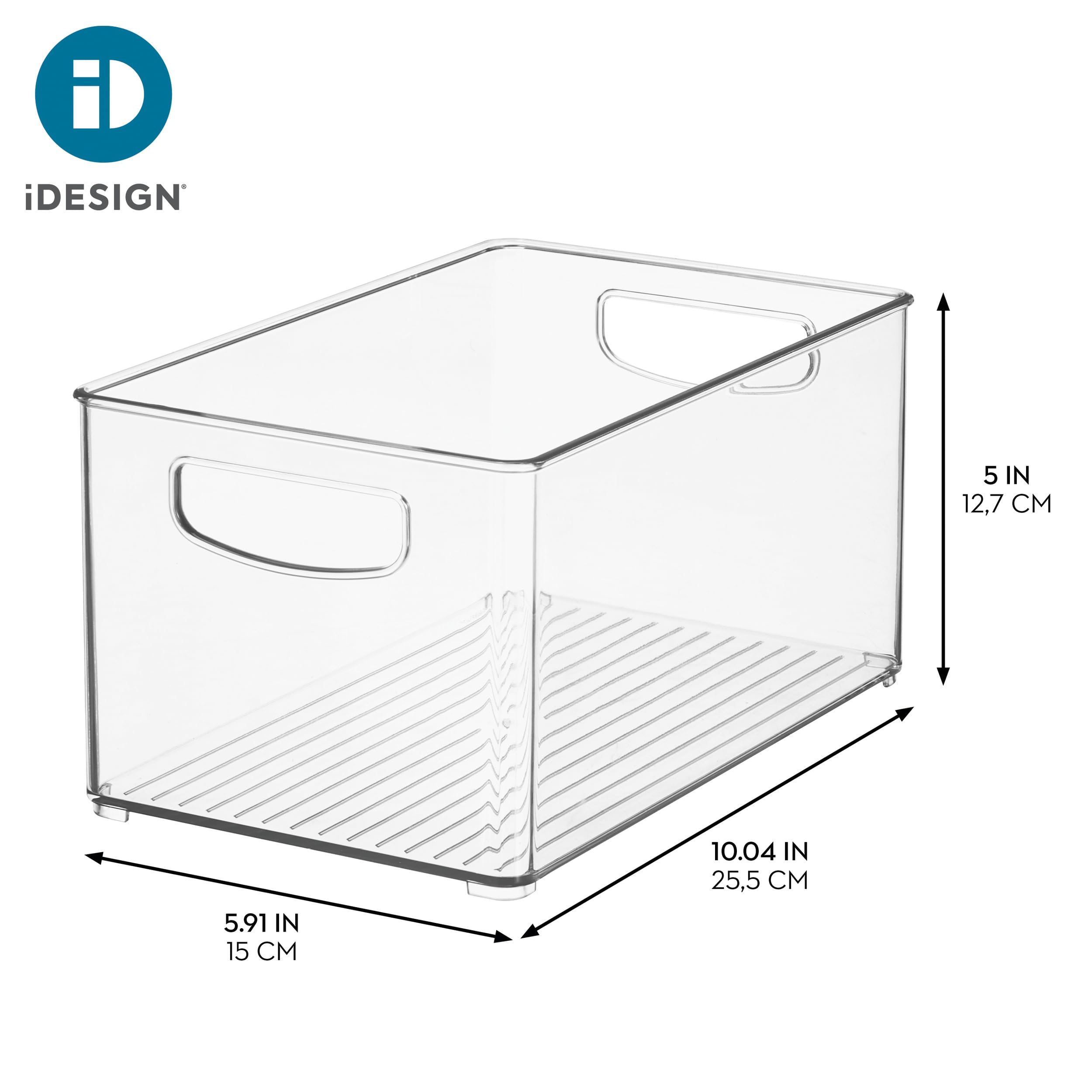 iDesign Plastic Storage Organizer Bin with Handles for Kitchen, Fridge, Freezer, Pantry, and Cabinet Organization, BPA-Free, Large