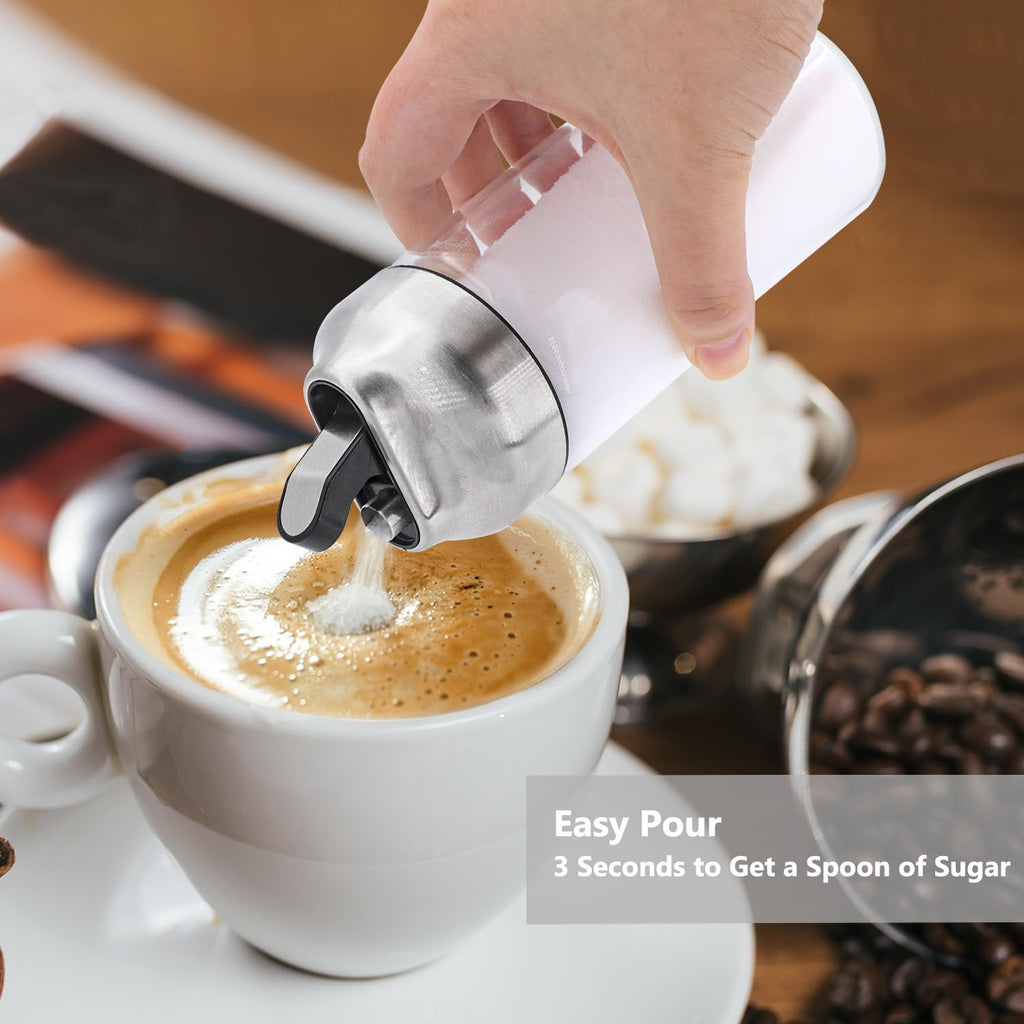 Aelga 12 OZ Glass Sugar Dispenser with Pour Spout, Weighted Pourer, for Coffee,Tea and Baking