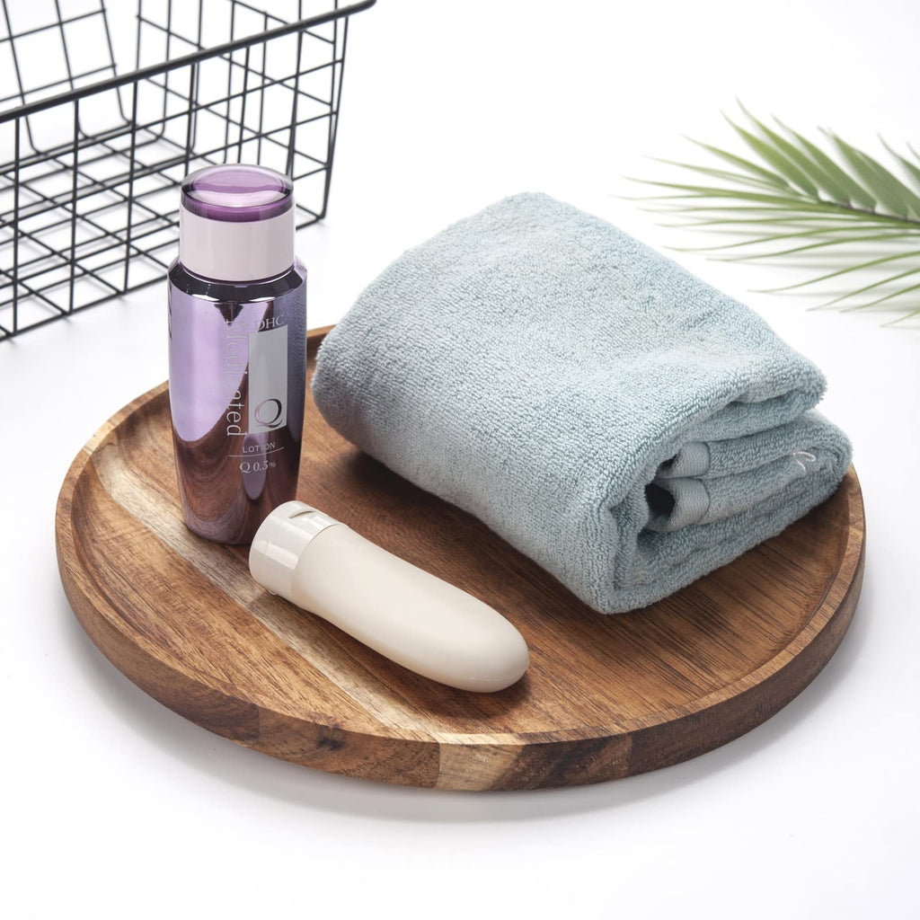 YANGQIHOME Acacia Wood Serving Tray, Round Wooden Platter for Food, Snack, Bread, Cheese, 35 cm Kitchen Serving Tray
