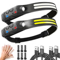 Headlamp Rechargeable, 2 Pack LED Headlamp 230° Wide Beam 2000 Lumen with Motion Sensor, Super Bright IPX5 Waterproof Head Lamps, Headlight Flashlight for Hiking, Running, Camping