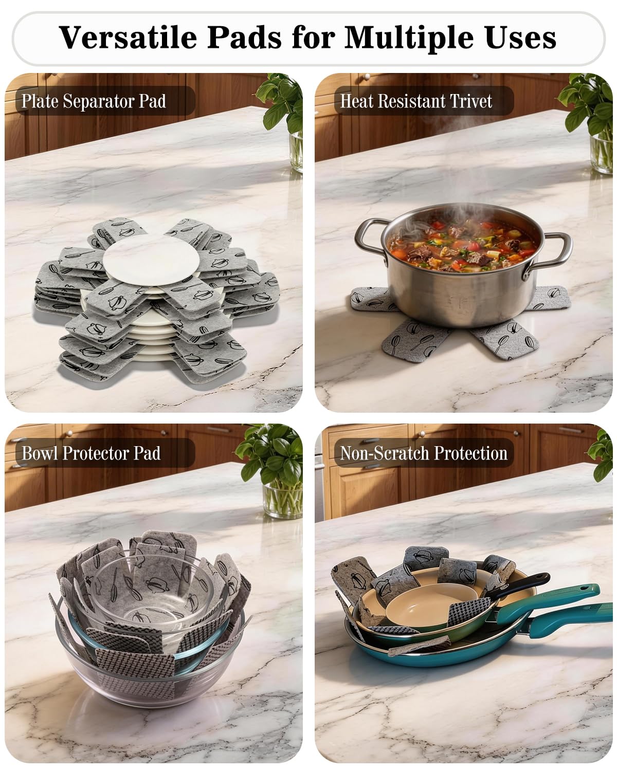 XUTONG Pot and Pan Protectors, Set of 12 and 3 Different Size, Cookware Protector Set/Pots and Pans Dividers/Pans Separator Anti-Slip to Avoid Scratching or Marring When Stacking