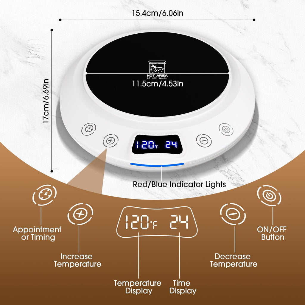 Sourdough Starter Warmer Mat, Precise 1°F Thermostat Control (70-120°F) Sourdough Heating Mat, Warmer for Sourdough Starter, 0-24h Timer, Auto On/Off, Memory Function (White)