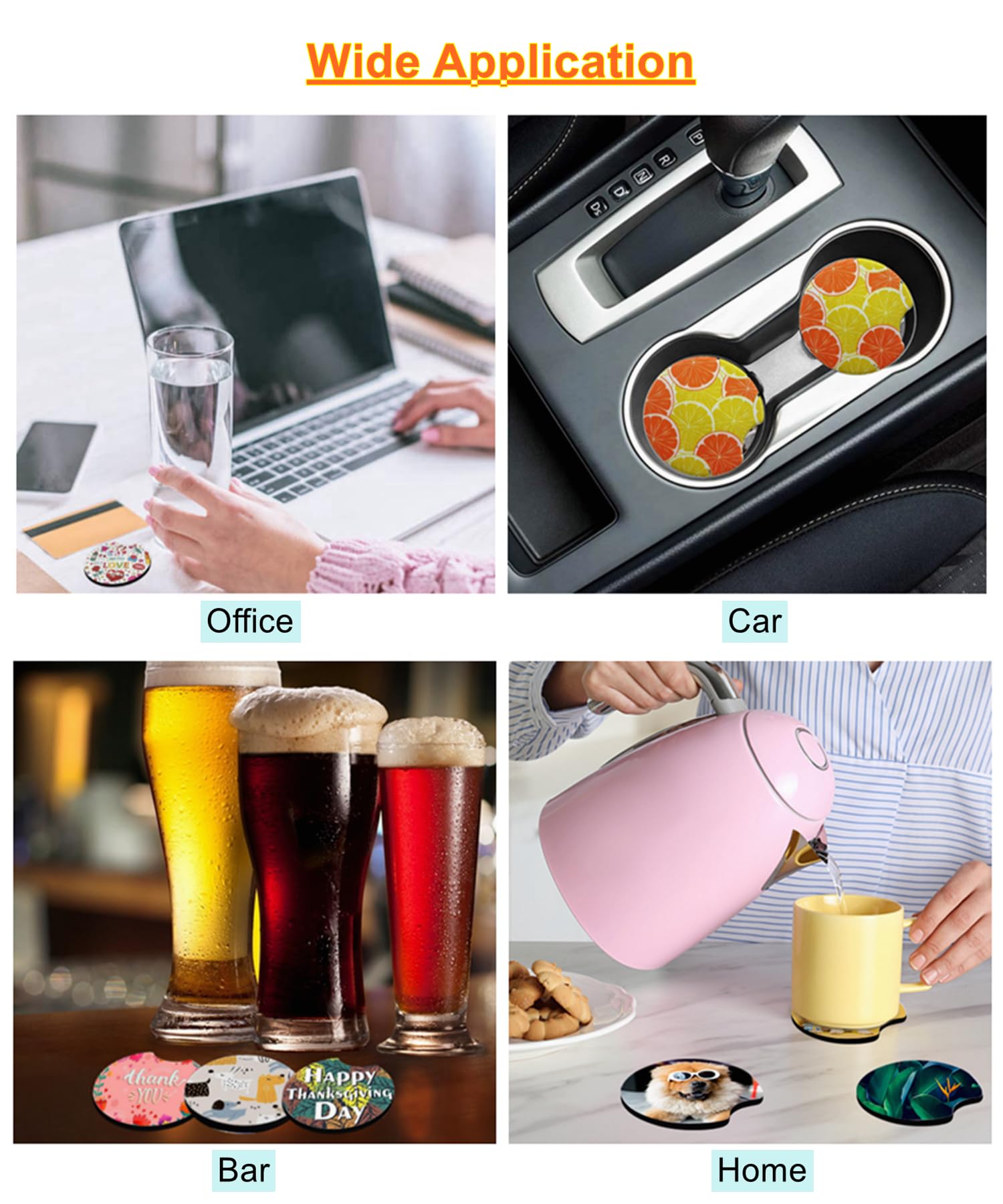 160PCS Sublimation Coasters Blanks, Round Car Coasters Sublimation Blanks Set, Car Coaster Packaging with Display Cards Bags, 4 Inch Blank Cup Mat for Sublimation Transfer Heat Press DIY Crafts