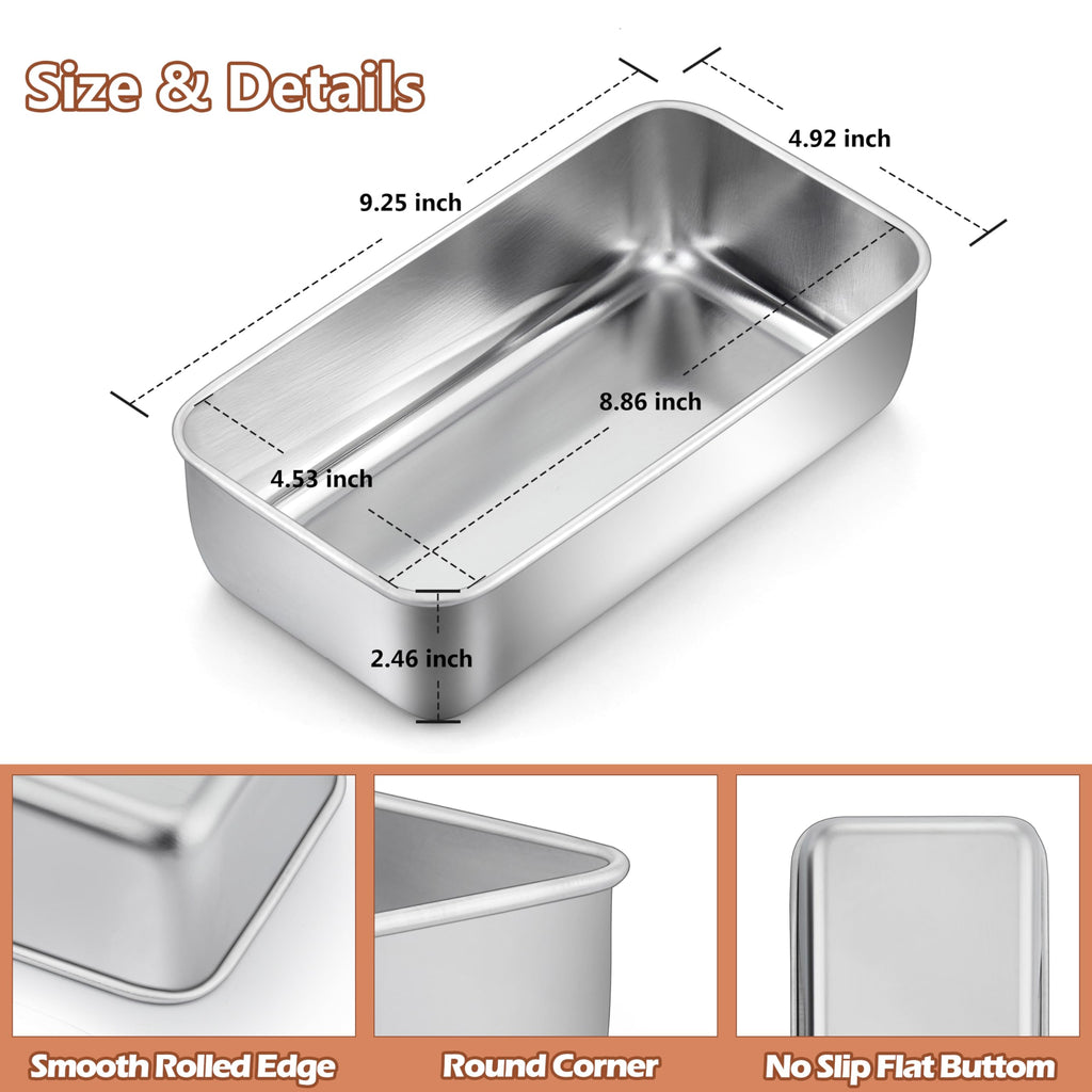 LIANYU 4 Pack Loaf Pans for Baking, 9x5 Inch Stainless Steel Bread Pan, Meatloaf Baking Tin for Homemade Banana Bread, Dishwasher Safe