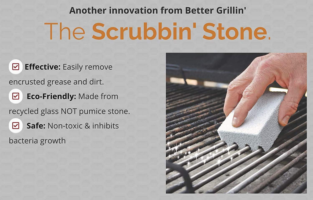 Better Grillin Scrubbin Stone Grill Cleaner-Scouring Brick/Barbecue Grill Brush/Barbecue Cleaner for BBQ, Griddle, 4pk