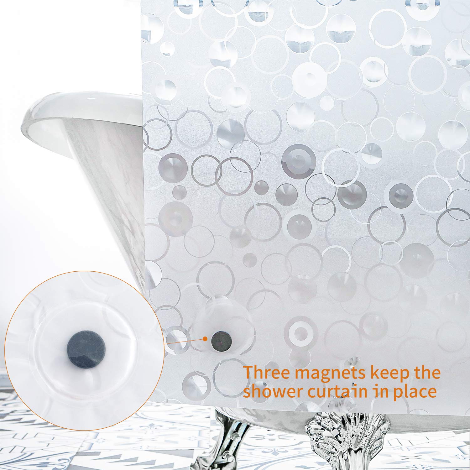 WELTRXE Shower Curtain Liner with Magnets, Shower Curtains Waterproof for Bathroom, Heavy Duty Shower Liner, Bathroom Curtains 72x72 Inch