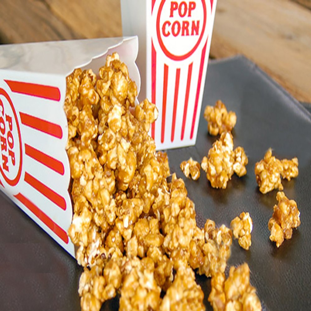 [Novelty Place] Plastic Red & White Striped Classic Popcorn Containers for Movie Night - 4" Square x 8" Deep (4 Pack)