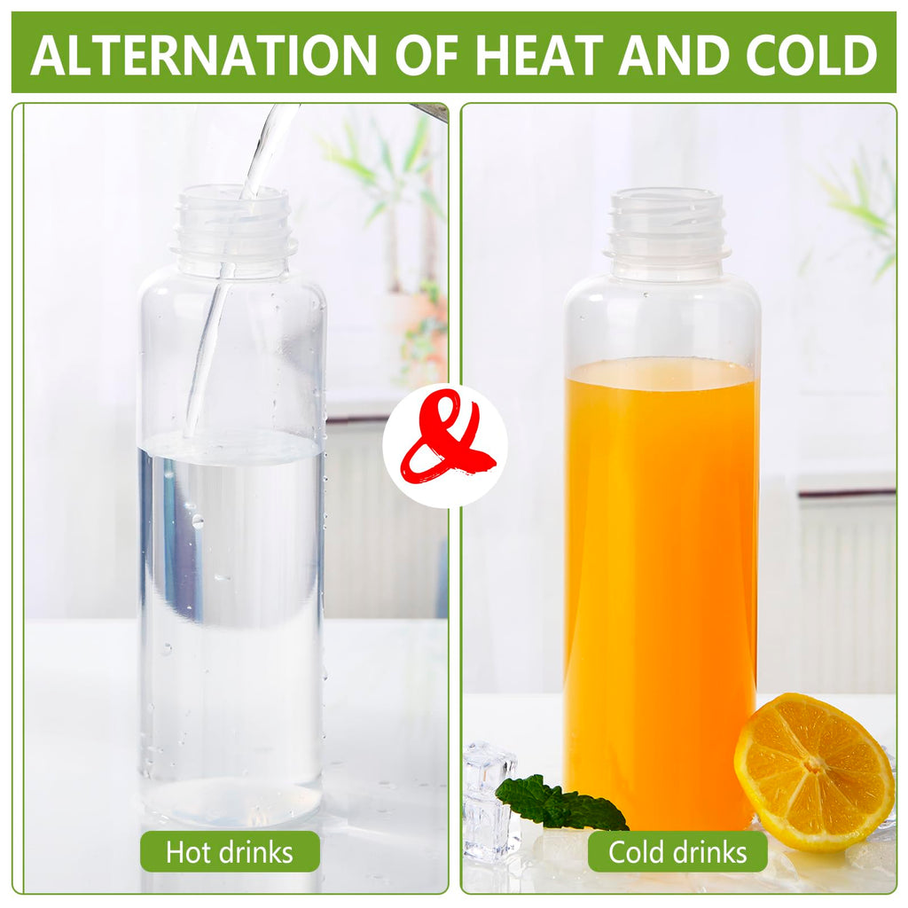 zmybcpack 12 Pack 10oz PP Heat-Resistant Plastic Juice Bottles With Caps(Dishwasher Safe) -Plastic Smoothie Bottles-Reusable Bulk Beverage Containers with Lids For Juice, Beverage