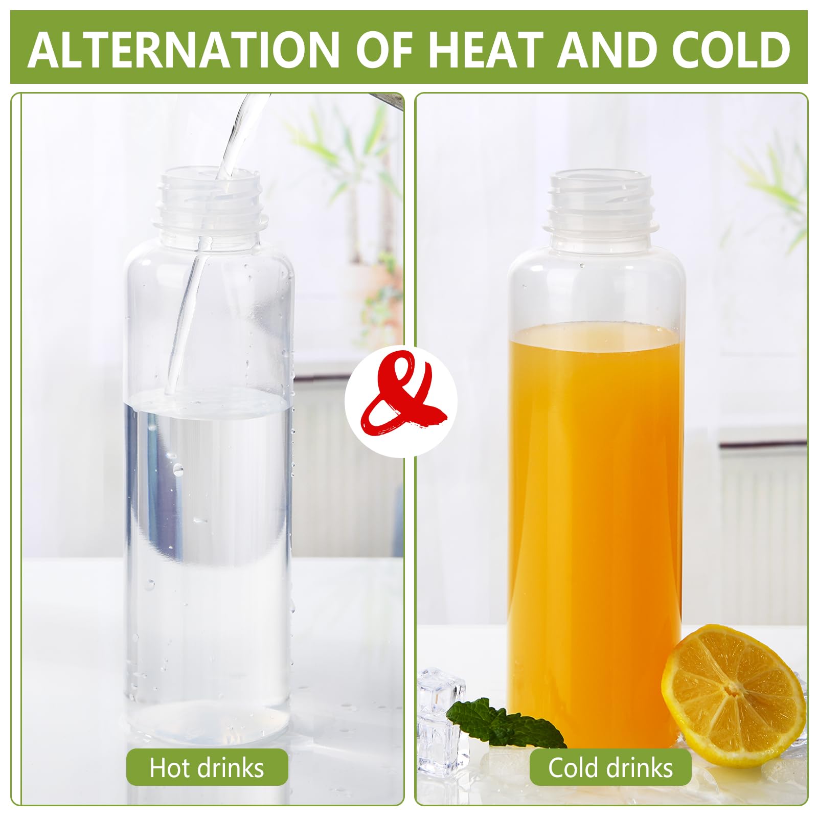 zmybcpack 12 Pack 500 Ml PP Heat-Resistant Plastic Juice Bottles With Caps (Dishwasher Safe) -Plastic Smoothie Bottles-Reusable Bulk Beverage Containers with Lids For Juice, Beverage