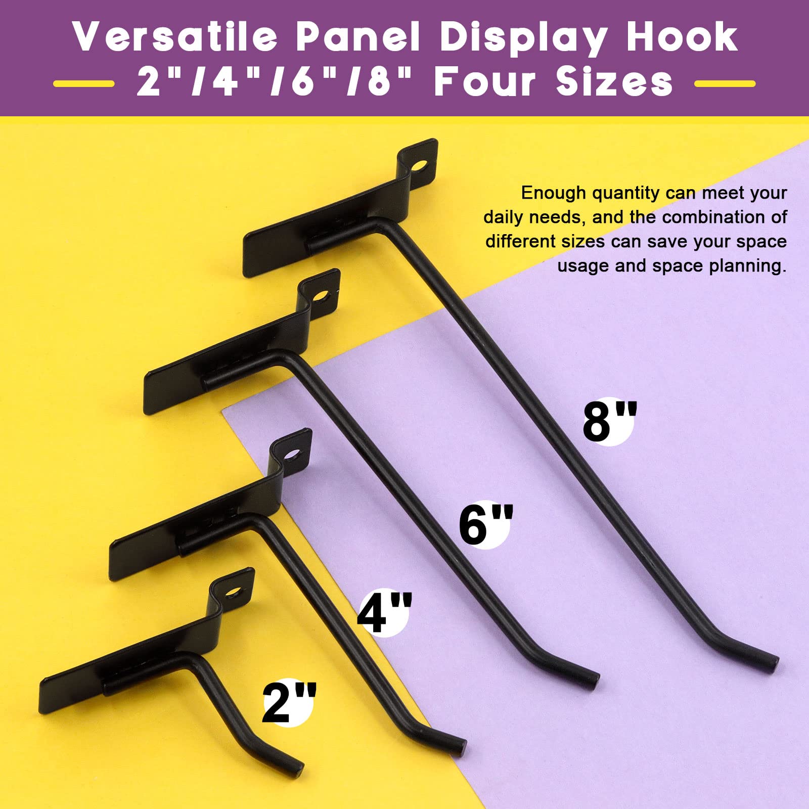 Swpeet 20Pcs 4 Inch Heavy Duty Slatwall Hooks Assortment Kit, Slatwall Accessories Slatwall Panel Hooks Garage Organization Slat Wall Hooks Pegboard Gridwall Hooks Display for Retail Black