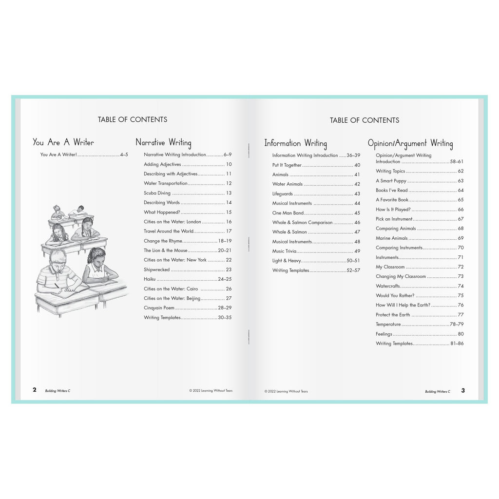 Learning Without Tears Building Writers, Student Edition- Grade 2, Writing Skills in Narrative, Information, Opinion Style, Writing Fluency- Independent Writing or Whole Class- For School and Home Use