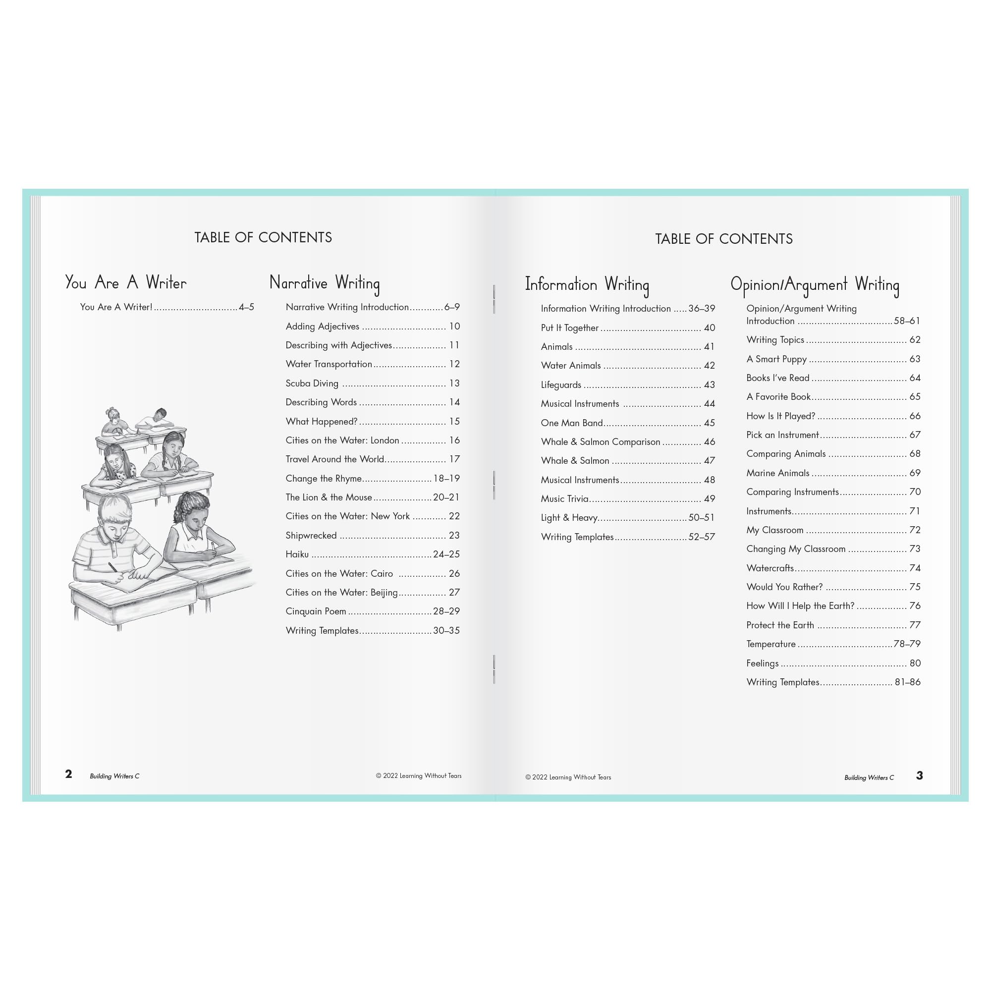 Learning Without Tears Building Writers, Student Edition- Grade 2, Writing Skills in Narrative, Information, Opinion Style, Writing Fluency- Independent Writing or Whole Class- For School and Home Use