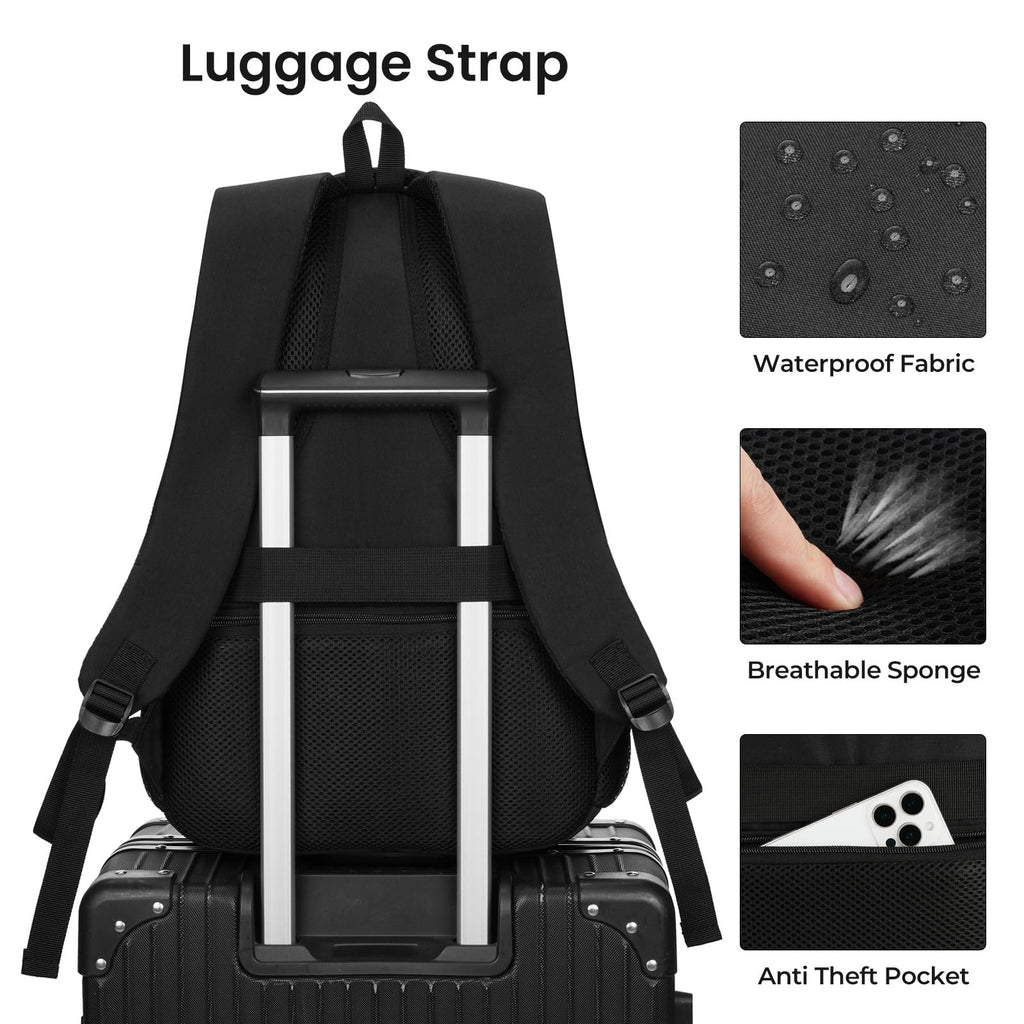 Laptop Backpack for Men and Women, Black Backpack, School Backpack for Boys and Girls, Bookbag, Work Backpack Fits 15.6 Inch Laptop and Notebook