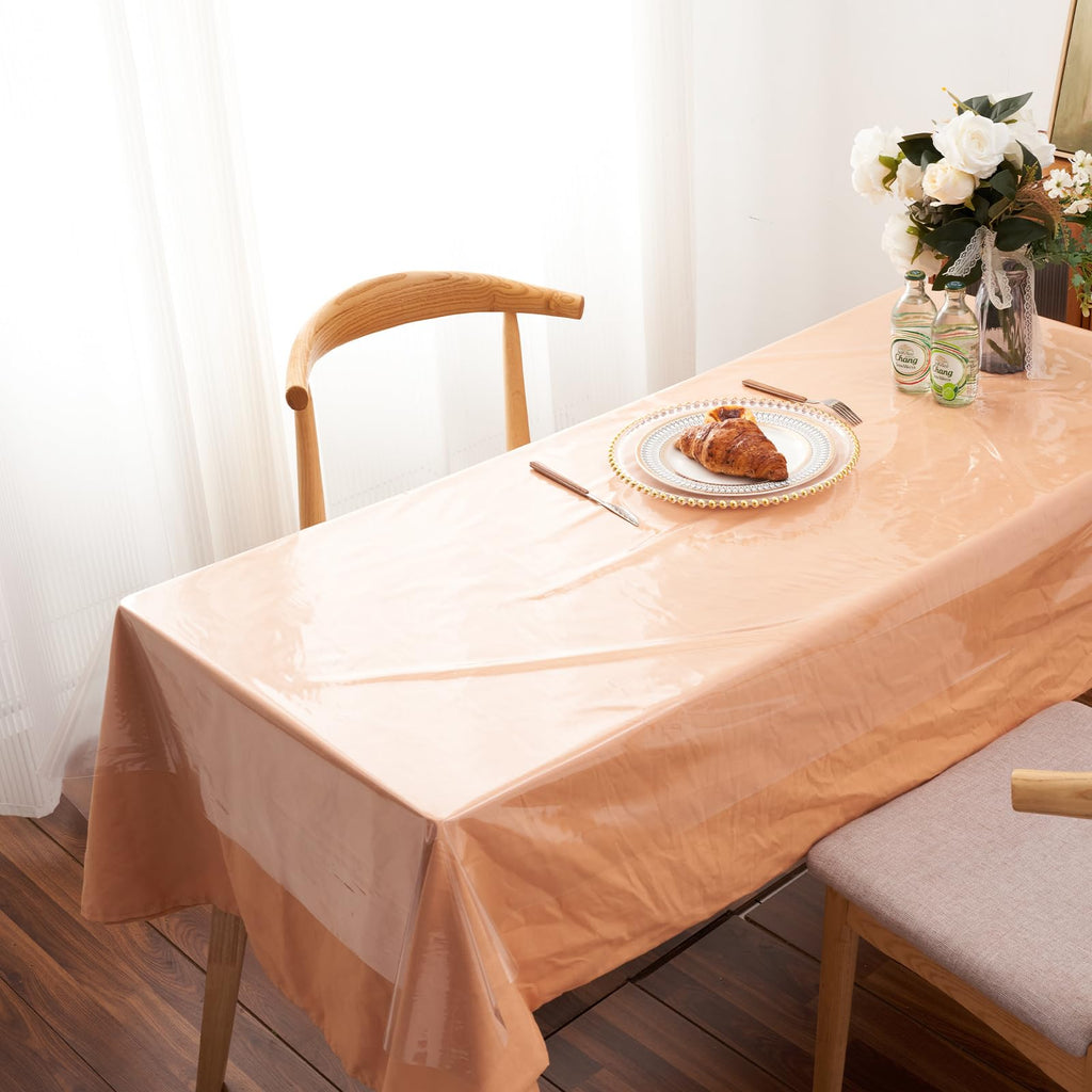 Clear Plastic Tablecloth Protector Rectangle 60x120 inch Waterproof Oilproof Stain Resistant Wipeable Table Cover for Dining Tables