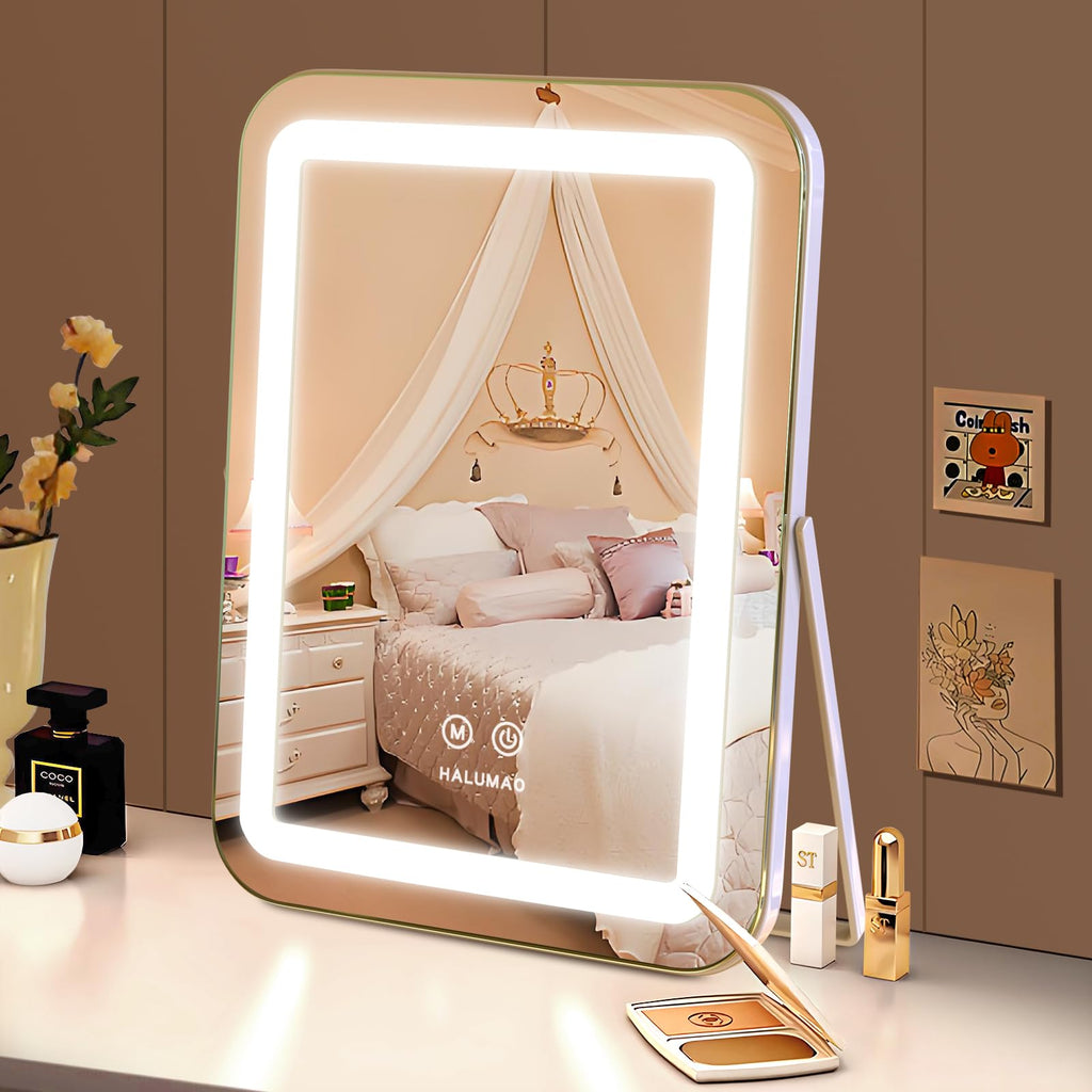 halumao Vanity Mirror with Light, Lighted Makeup Mirror with 3 Colour, Hollywood Mirror