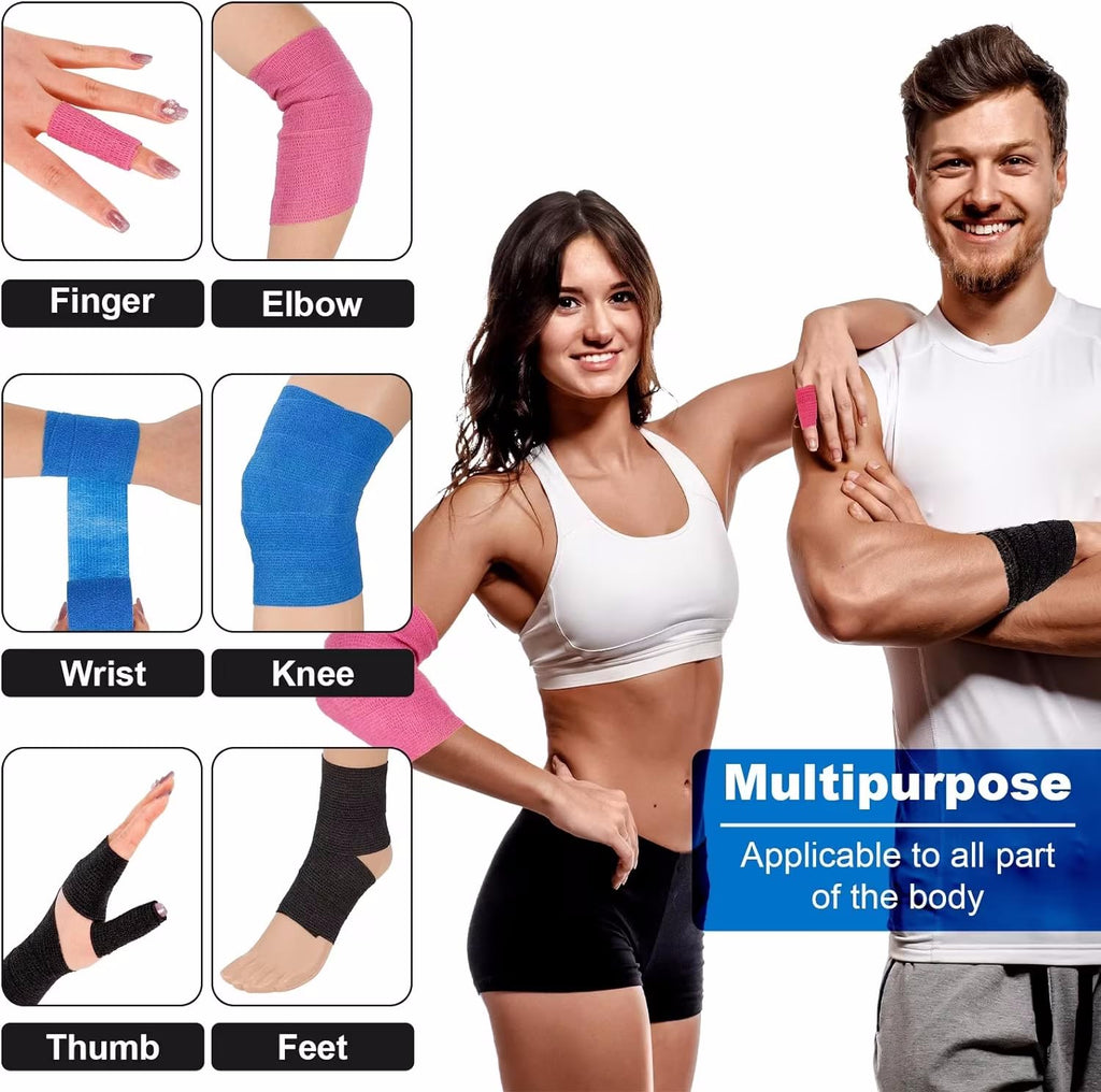 15 Rolls Self Adhesive Bandage Wrap,2 Inch Cohesive Bandage Self Adherent Wrap Breathable Athletic Tape Stretch Adhesive Wraps Sports Tape for Wrist Ankle Swelling Sprains,15 Colors