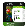 63XL Black Ink Cartridge Replacement for HP Ink 63 63XL Ink Cartridges Black Compatible with DeskJet 1112 2132 3630 3622 3634 Envy 4516 4520 4522 OfficeJet 3830 3833 3836 4650 5255 Printer (2 Black)