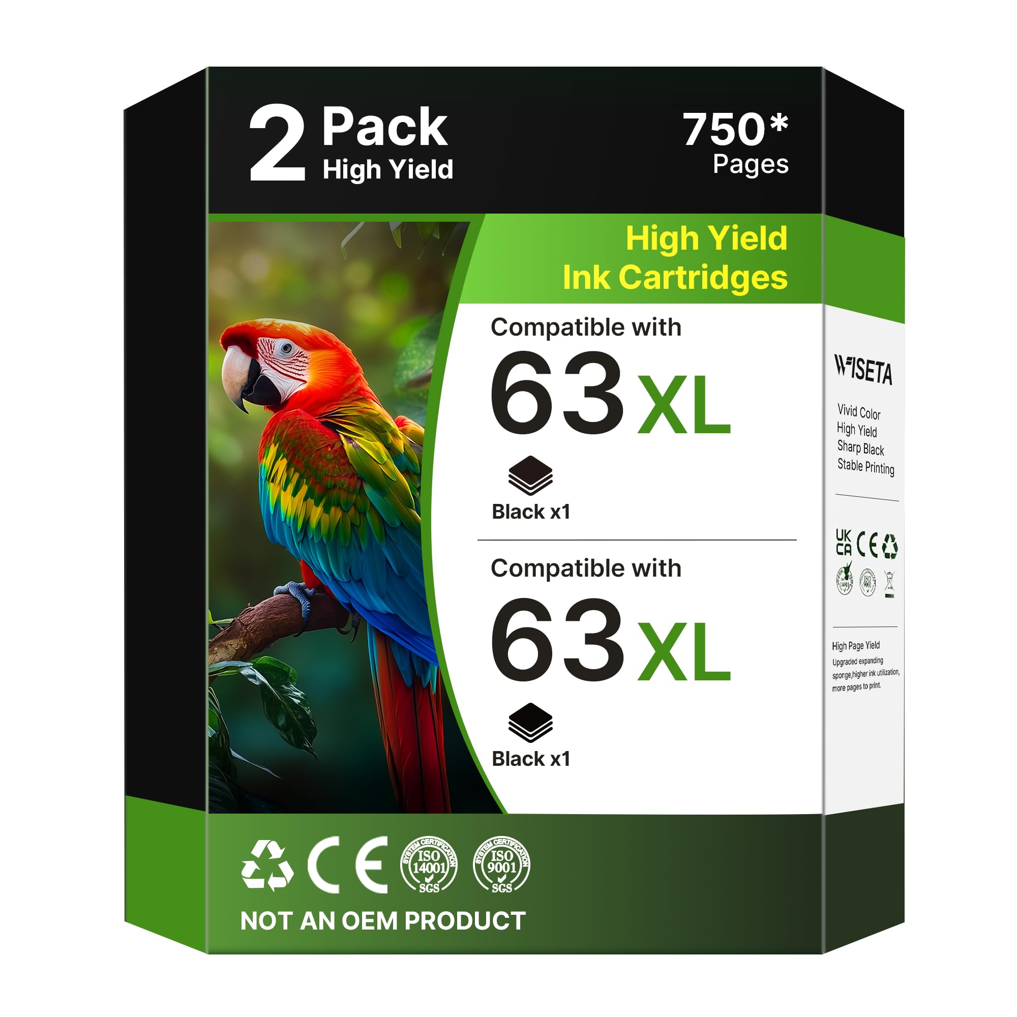 63XL Black Ink Cartridge Replacement for HP Ink 63 63XL Ink Cartridges Black Compatible with DeskJet 1112 2132 3630 3622 3634 Envy 4516 4520 4522 OfficeJet 3830 3833 3836 4650 5255 Printer (2 Black)