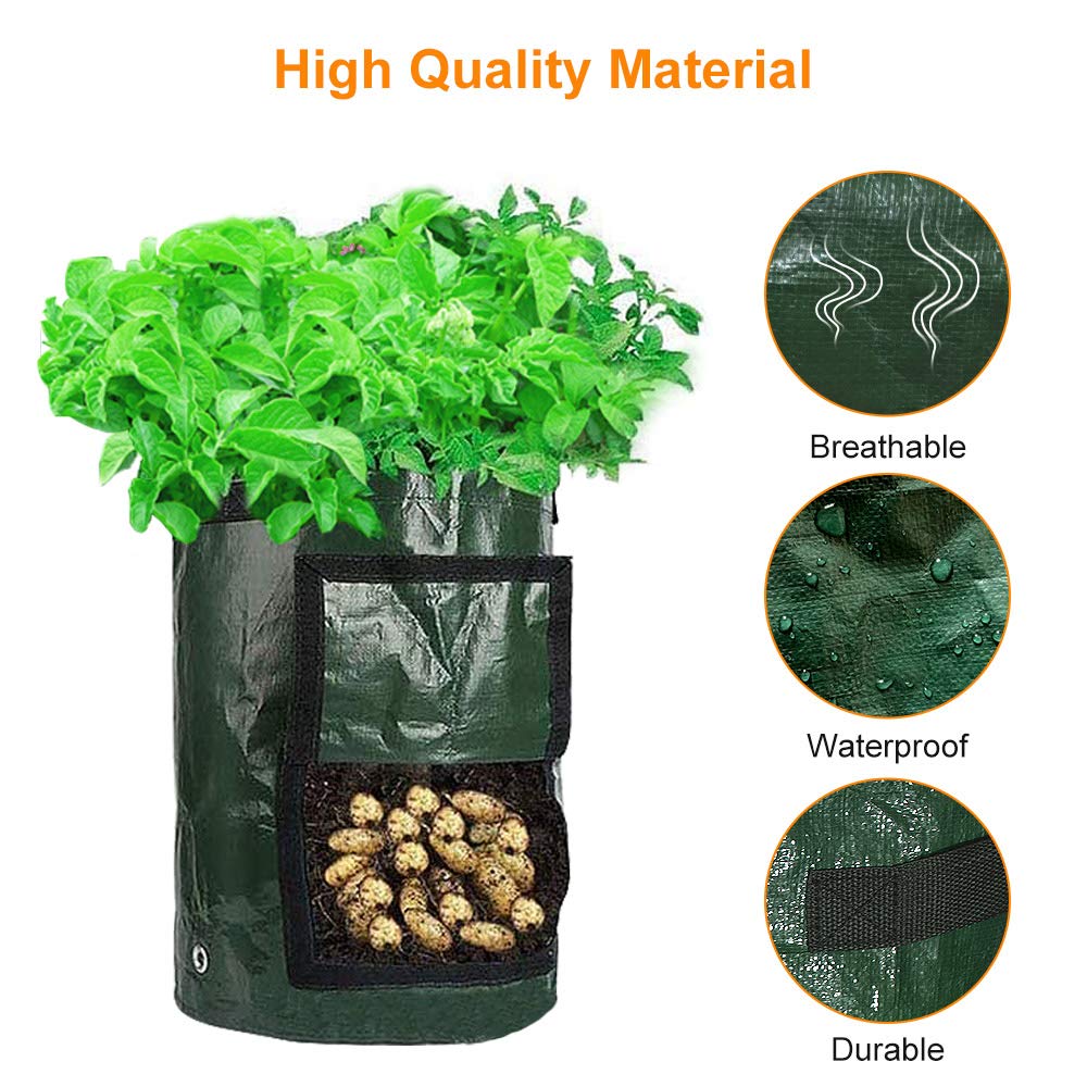 E-KNOW 6 Pack Potato Grow Bags, 10 Gallon Potato Grow Bags for Potato Tomato Carrot & Other Vegetable, Plant Grow Bags Heavy Duty Thickened, Aeration Material Grow Bags with Handles