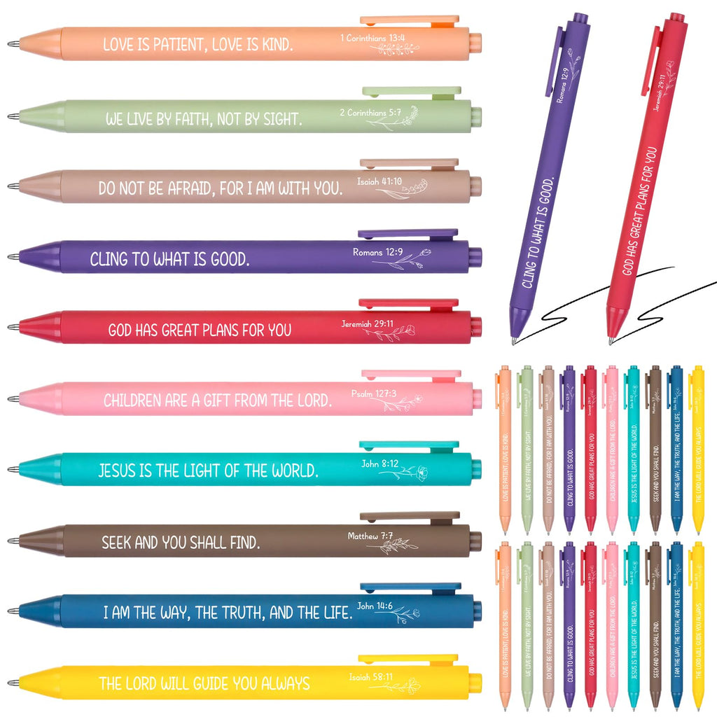30 Pcs Christian Bible Verse Pens Gifts Bulk Religious Inspirational Scripture Ballpoint Pen for Women Men Office Sunday School Reward Supplies