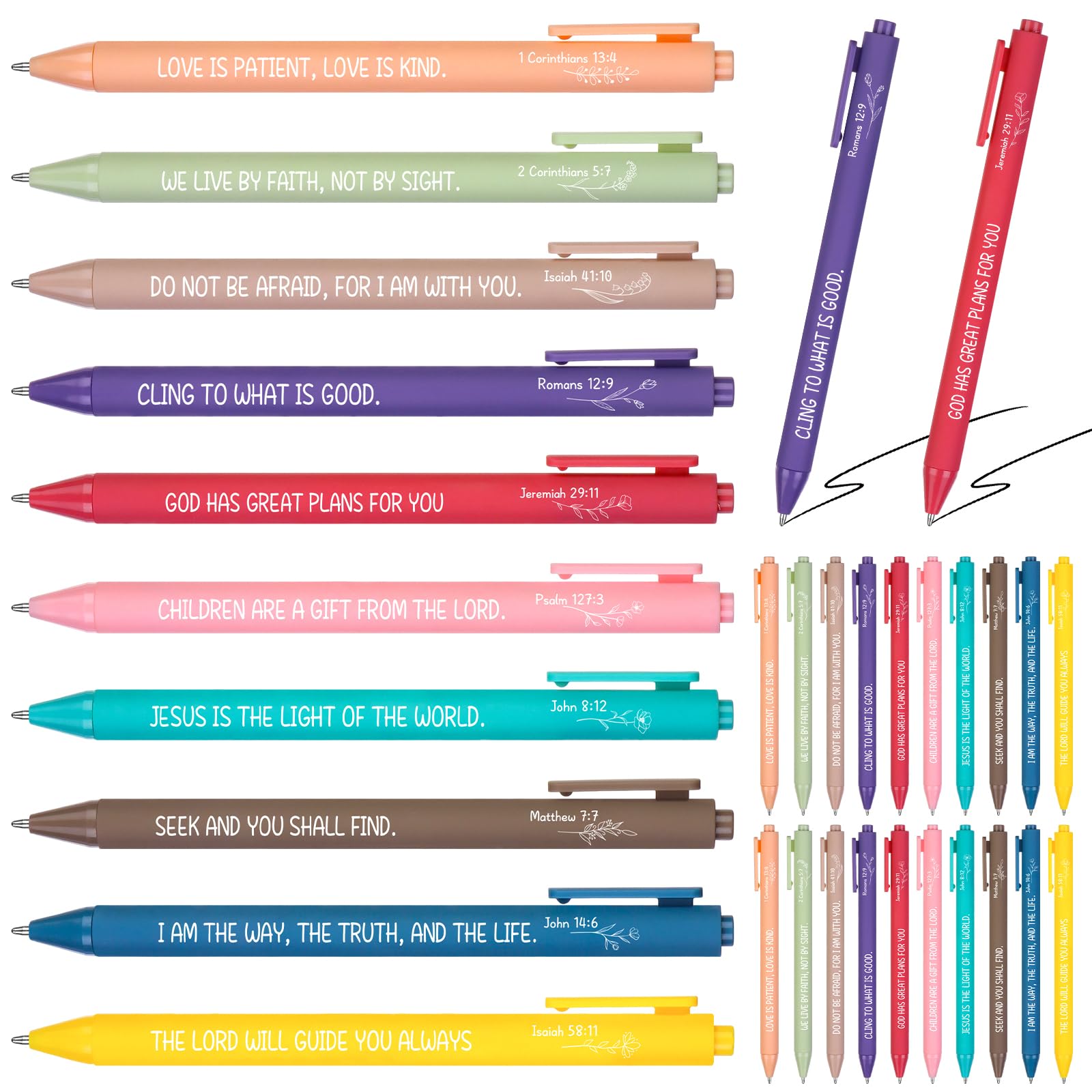 30 Pcs Christian Bible Verse Pens Gifts Bulk Religious Inspirational Scripture Ballpoint Pen for Women Men Office Sunday School Reward Supplies