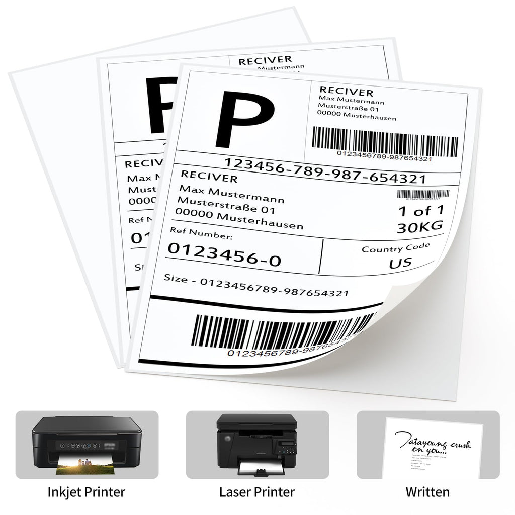8.5" x 11" Labels, 100 Sheets Full Page Labels, Self Adhesive Shipping Address Labels Full Sheet Label Stickers Paper