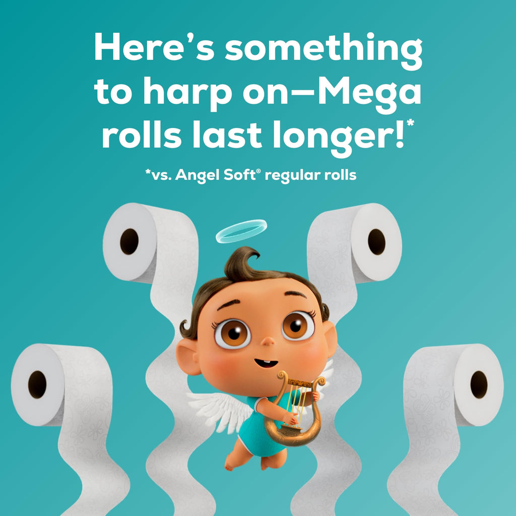 Angel Soft Toilet Paper, 8 Mega Rolls = 32 Regular Rolls, Soft and Strong Toilet Tissue
