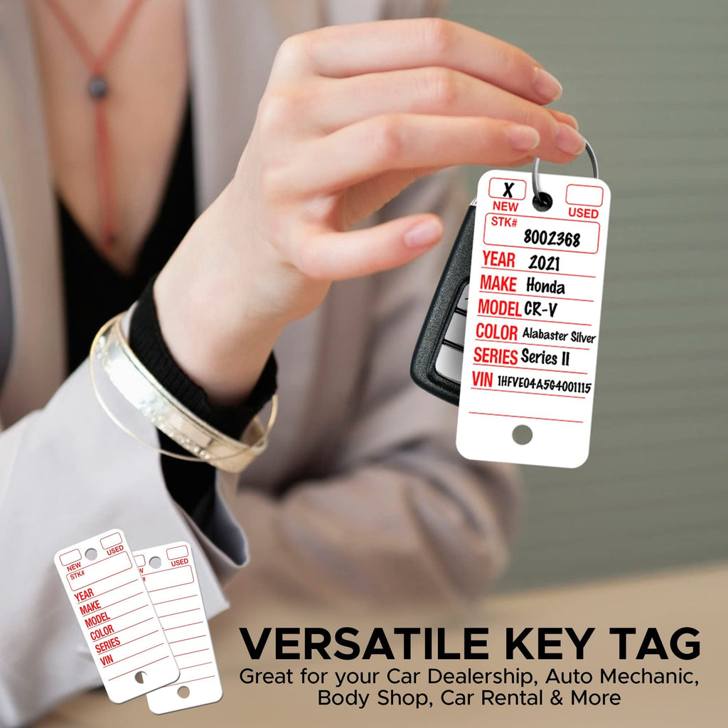 Poly Tag Car Key Tags with Ring (White) 250 Count. Includes 250 Rings and 2 Fine Point Pens and 250 Tags.