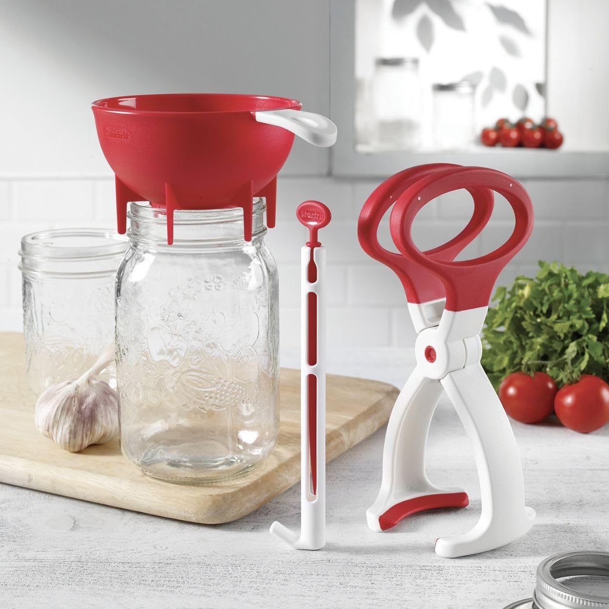 Starfrit 4-Piece Canning Set - Including Canning Funnel, Jar Lifter, Magnetic Lid Lifter and Bubble Popper