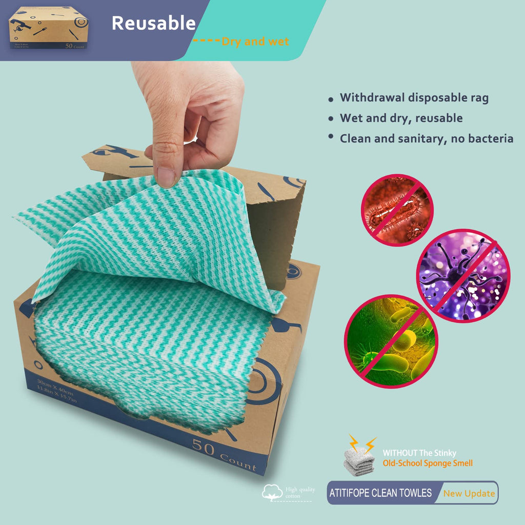 Atitifope Heavy Duty Reusable J Cloths 100pcs Food Service Wipes Multi-use Cleaning Towels(2 Boxes)