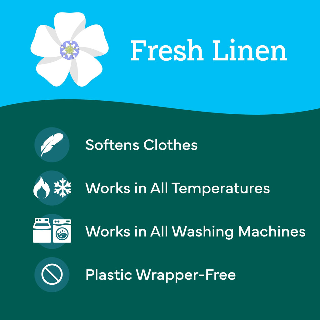 Tru Earth Fabric Softener Strips for Washing Machine, Alternative to Fabric Softener Liquid and Pods, Fresh Linen Scent Booster, Up to 128 Loads Per 64-Count