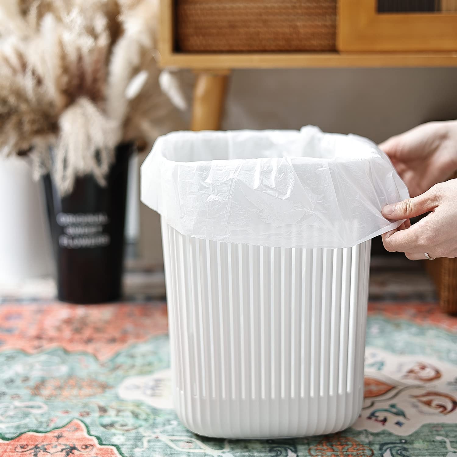 250 Count Small Garbage Bags - 15 Litres 4 Gallon Trash Bags, White 15L Garbage Bags for Office Bedroom Bathroom, Unscented Small Trash Bags