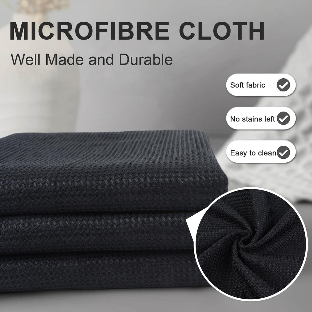 VIVOTE Microfiber Tea Towels, Kitchen Tea Towels, Super Soft, Absorbent and Lint Free, Quick Drying, Barista Towel, Black Tea Towels for Kitchen (50 x 70 cm)