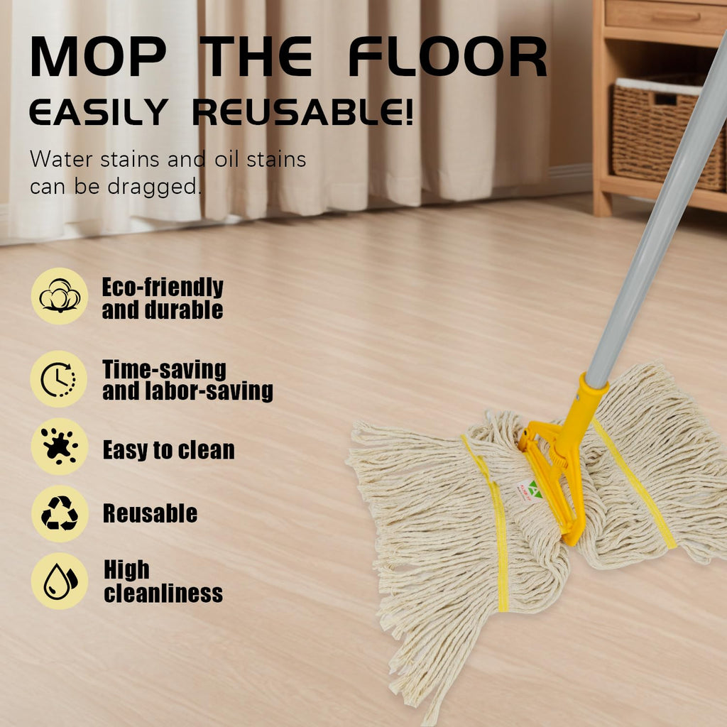 KLHB-YF 16oz Commercial & Industrial Mop Head Replacement - All-Purpose Mop Heads for Floor Cleaning Stronger Fastness Good Water Absorption Effect Long Service Life Can be Matched with Most Mop Holders on the Market (White, 3PC)