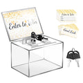 HOEMEM Acrylic Donation Box with 100 Pcs Raffle Tickets, Clear Ballot Box with Lock & Sign Holder Safe Suggestion Box Storage Container for Fundraising Voting Tip Jar (6" x 4.3" x 4")
