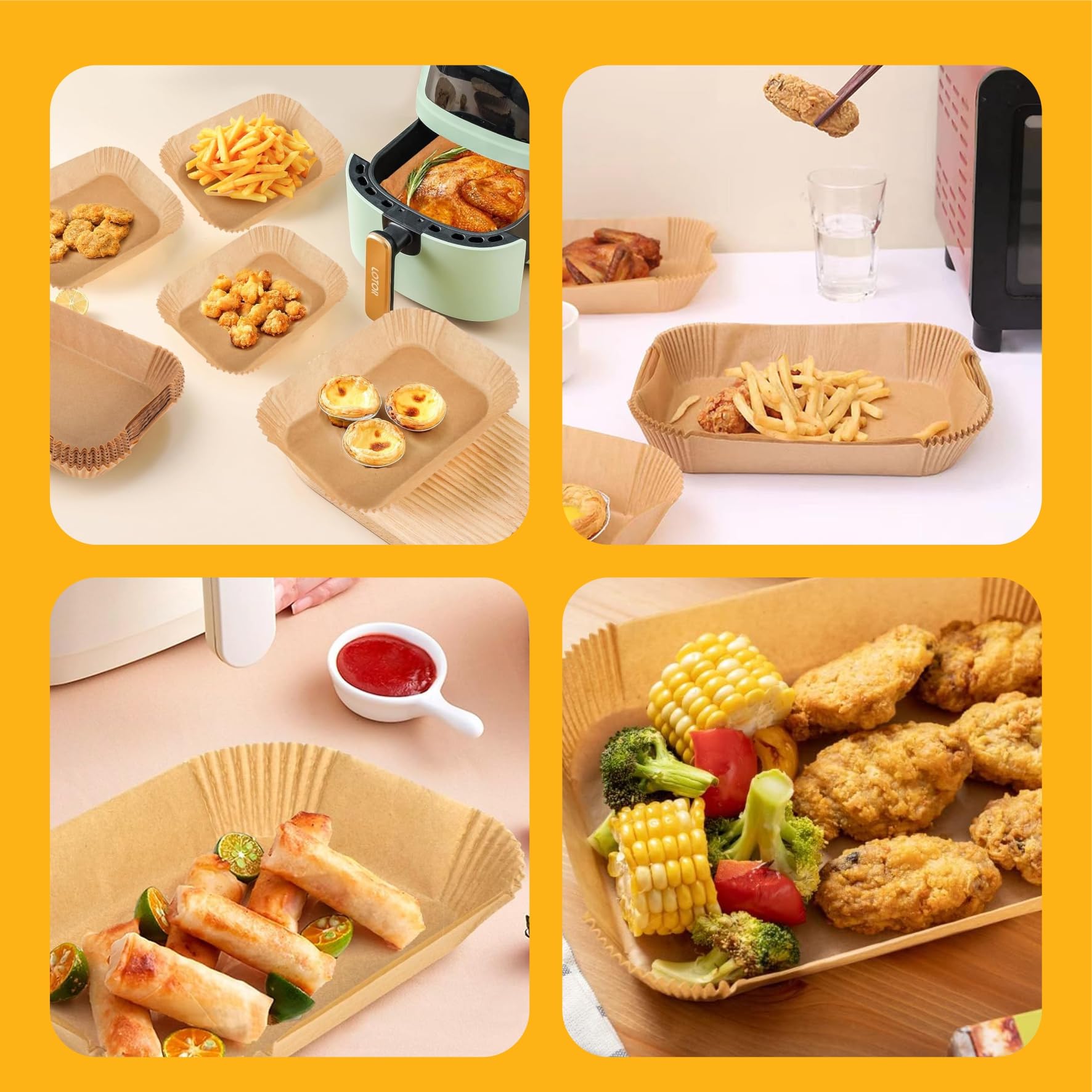 250PCS Air Fryer Liners,Air Fryer Accessories for Ninja Foodi Dual Air Fryer DZ201/DZ401 (250PCS Rectangle 8.1 x 5.3 inch)