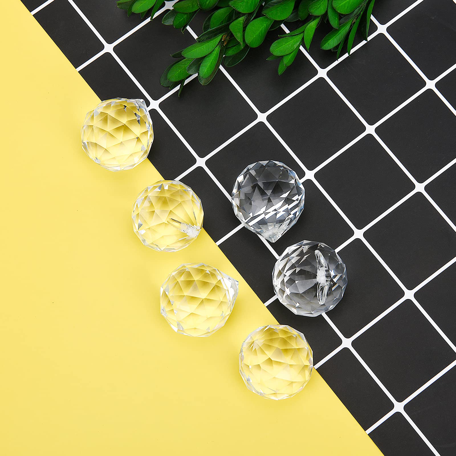MerryNine 20 Pack Sun Catcher Indoor Window, 30mm/1.18" Clear K9 Crystal Suncatcher for Windows Hanging, DIY Prisms Rainbow Maker for Windows, Home, Garden, Wedding Feng Shui Party Crystal Decor