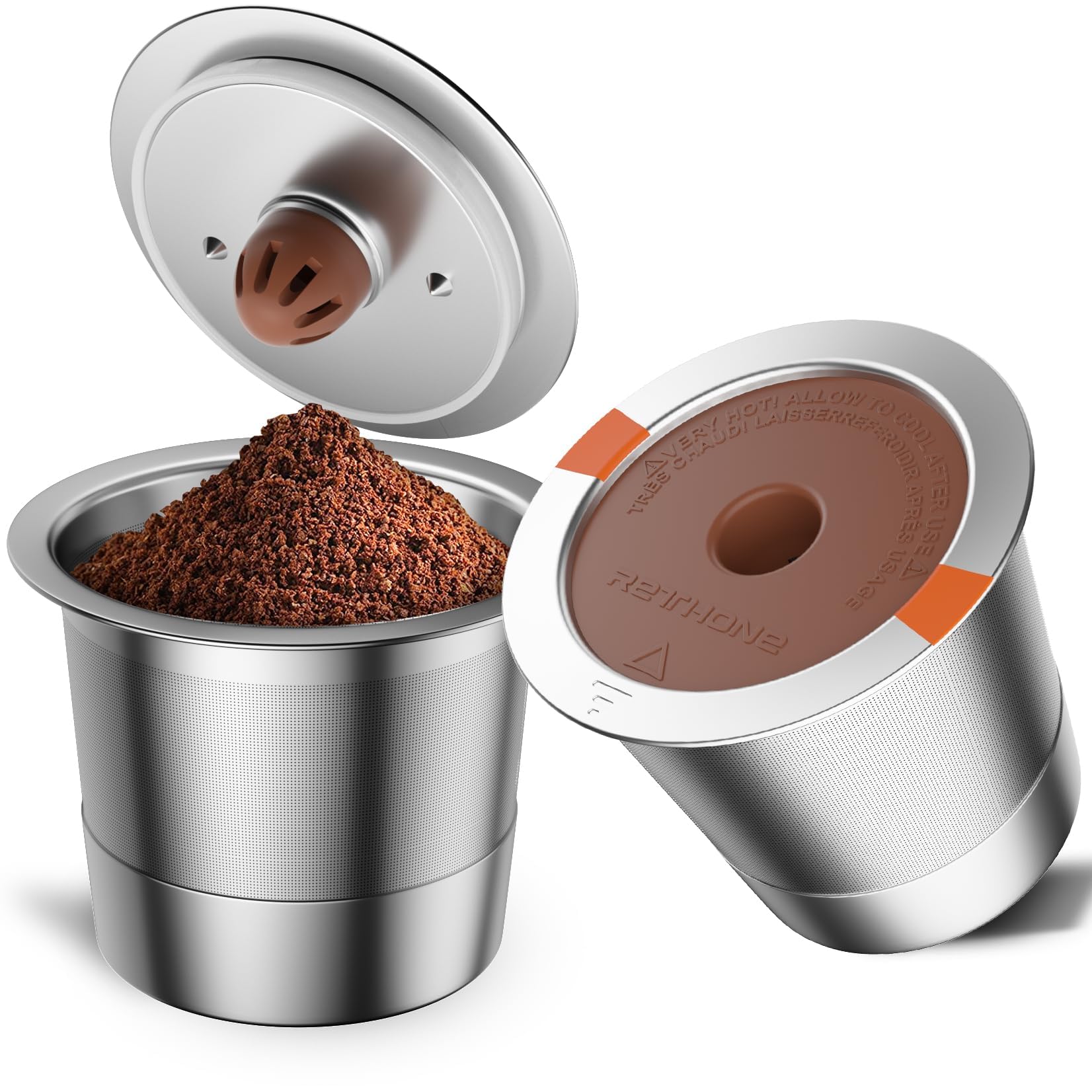 RETHONE K Cup Reusable Coffee Pods, Universal Stainless Steel Reusable K Cups Compatible with Keurig 1.0 & 2.0 Coffee Machines Brewers Refillable K Cups