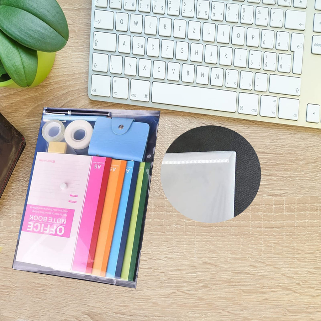 40 Pcs Transparent File Folders, Letter Size/ A4 Size Clear Plastic File Envelopes Waterproof Document Folder with Label Pocket and Snap Button for School Home Work Office Organization