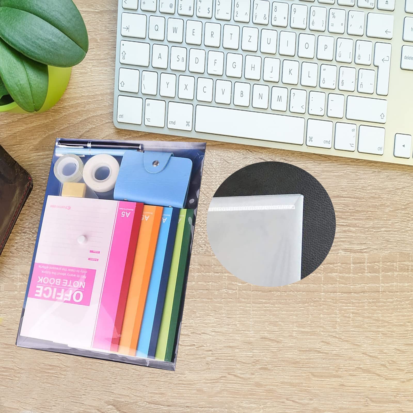 40 Pcs Transparent File Folders, Letter Size/ A4 Size Clear Plastic File Envelopes Waterproof Document Folder with Label Pocket and Snap Button for School Home Work Office Organization