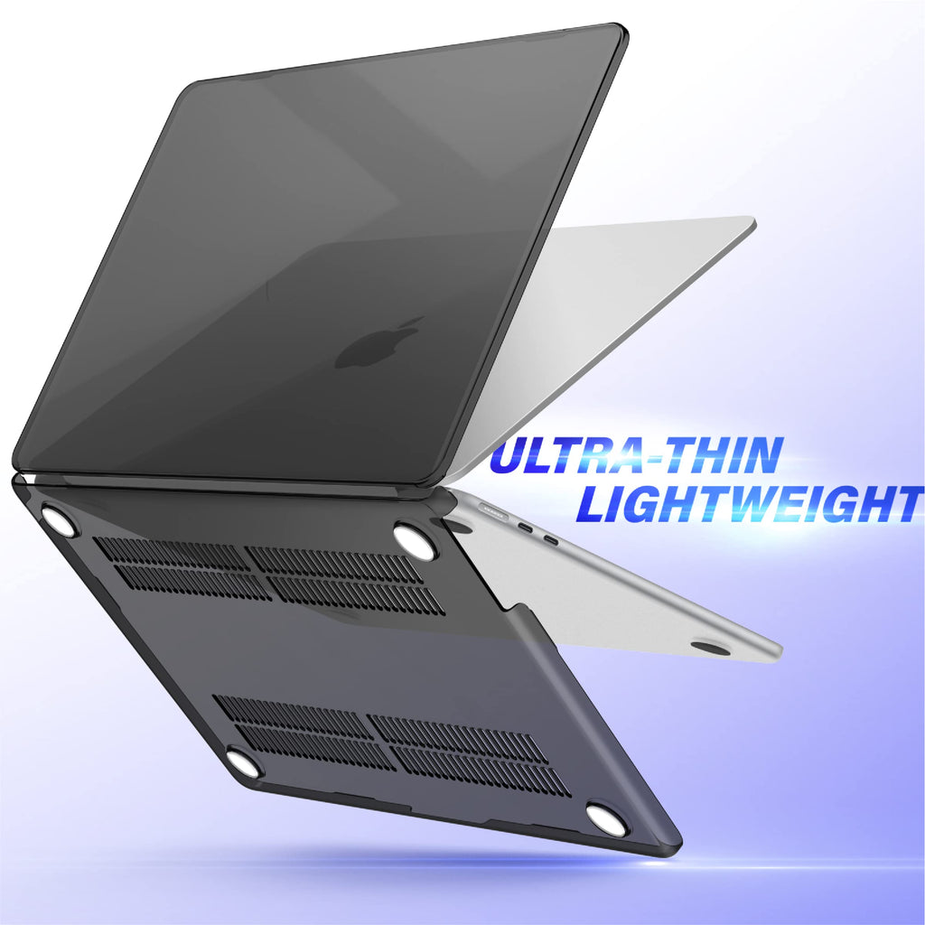 IBENZER Compatible with 2025 2024 2023 2022 MacBook Air 13 inch Case M4 A3240 M3 A3113 M2 A2681, Hardshell Case & Keyboard Cover for Mac Air 13.6 with Touch ID, Crystal Black, CA-AT13-KK-CYBK+1