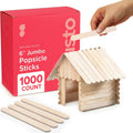 GUSTO 1000 Count Jumbo 6 Inch Wooden Multi-Purpose Popsicle Sticks, Craft Sticks for Ice Cream, Waxing, Tongue Depressor Wood Sticks - Formerly Comfy Package
