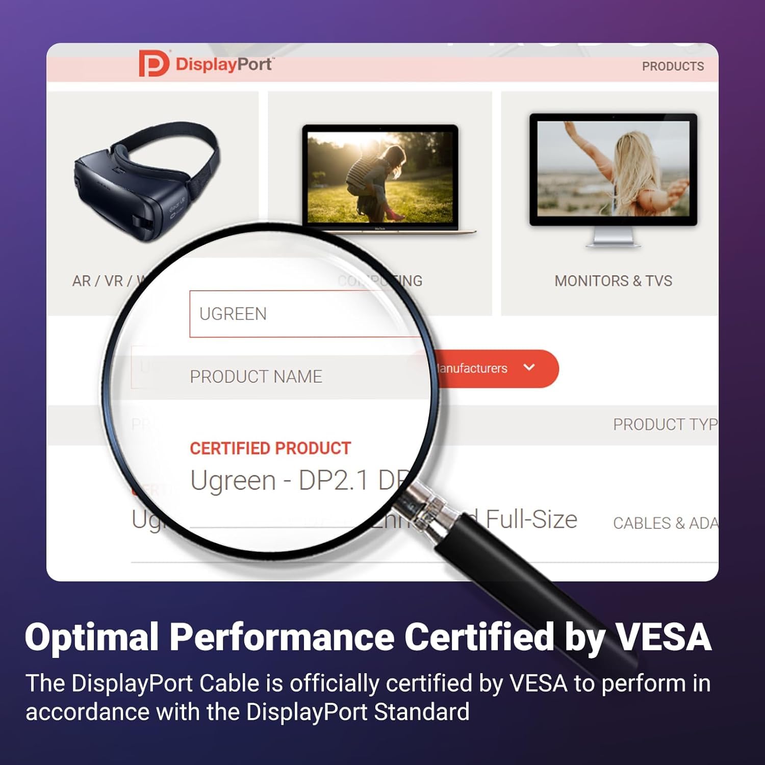 UGREEN 16K@30Hz DisplayPort 2.1 Cable VESA Certified for Gaming Movies, 8K@60Hz, 4K@240Hz, 40Gbps HDR HDCP, DP Compatible with FreeSync G-Sync Monitor 4090 7900XTX, 6FT