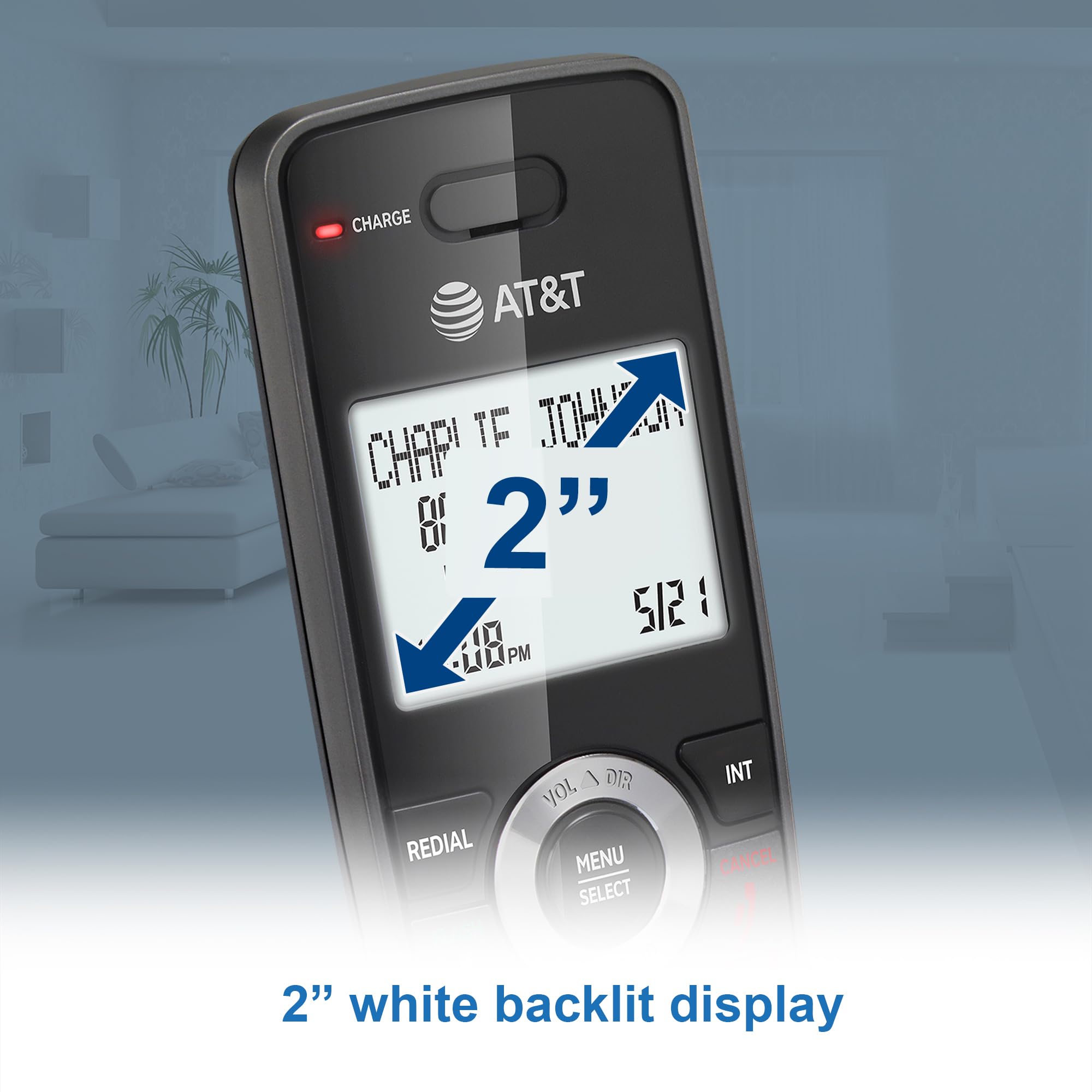 AT&T GL2101 DECT 6.0 Cordless Home Phone with Call Block, Caller ID, Full-Duplex Handset Speakerphone, 2" White Backlit Display, Lighted Keypad (Graphite & Black)