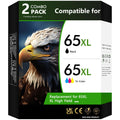 65XL Ink Cartridges Replacement for HP 65 Ink Cartridges (Black/Color) Work with DeskJet 3750 3752 3755 3758 2652 2655 Envy 5055 5052 Printer, 2-Pack