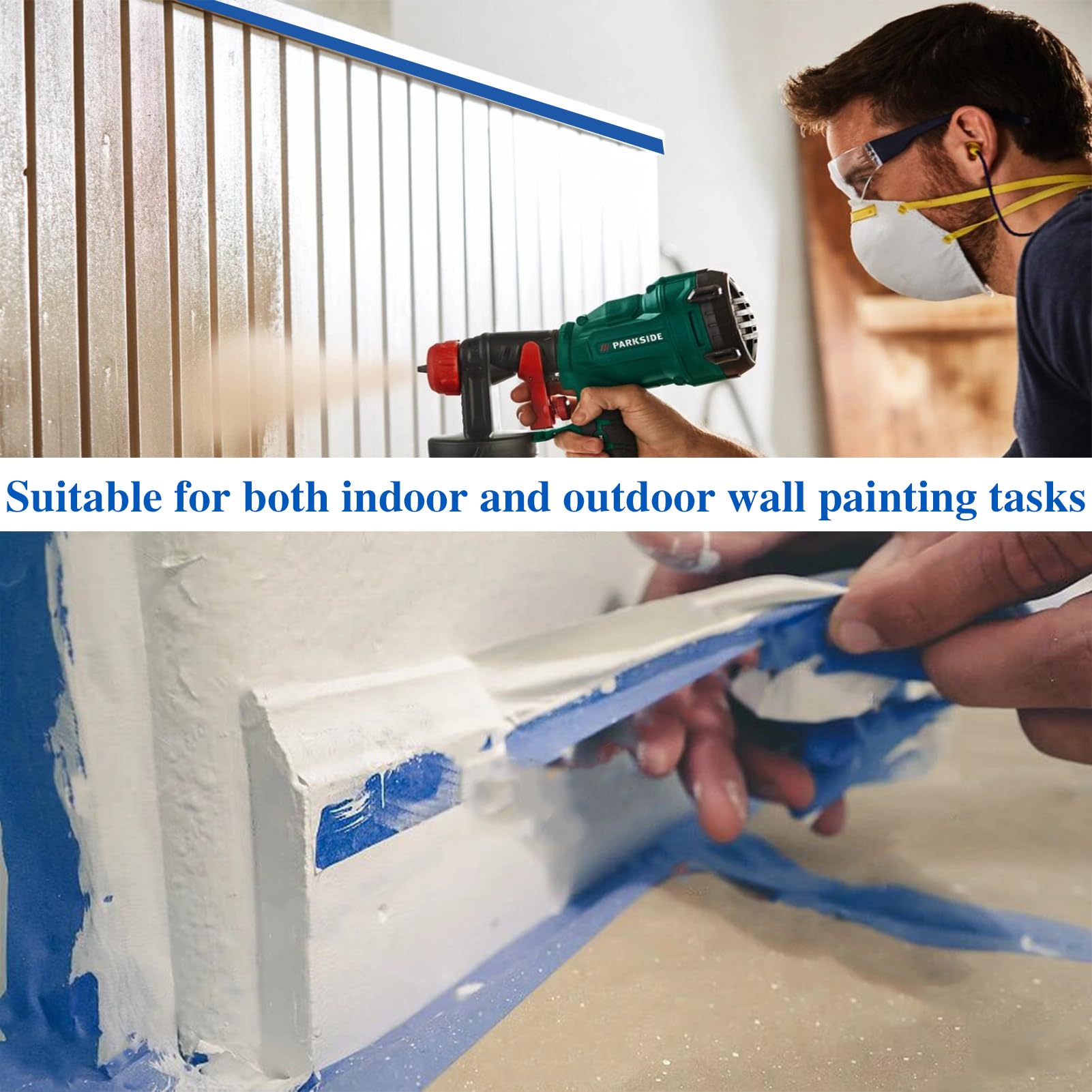 Blue Painters Tape, 6 Packs Painter Tape for General Purpose Use, UV Anti Residue Free, Wall Painting Masking with Sharp Lines for Painting Job, 24mm X 50m X 6 Rolls, 300m in Total.