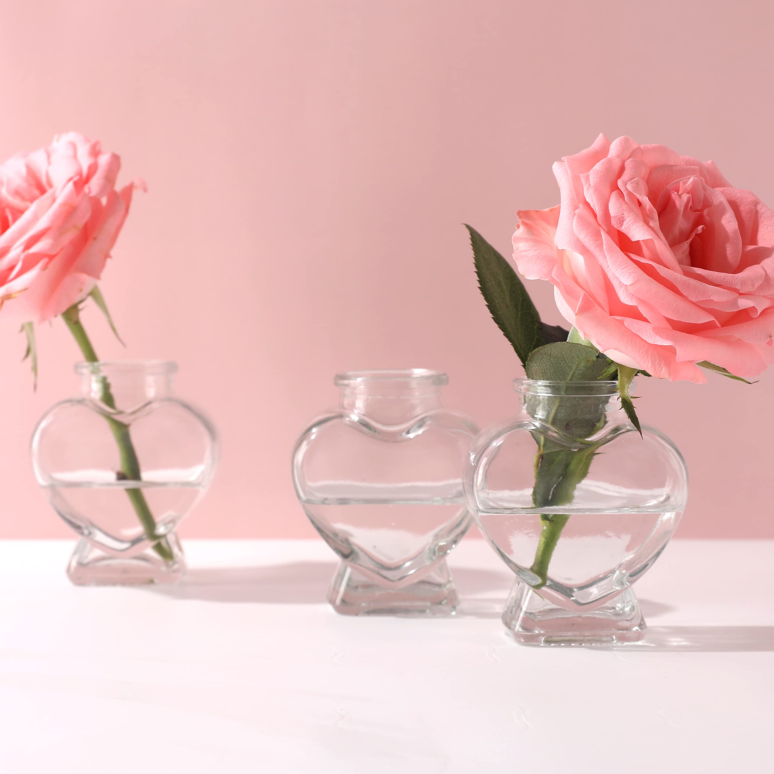 Magic Season Decorative Glass Bottles with Cork Stoppers (80 ml Heart-Shaped Bottles / 6 Pcs)